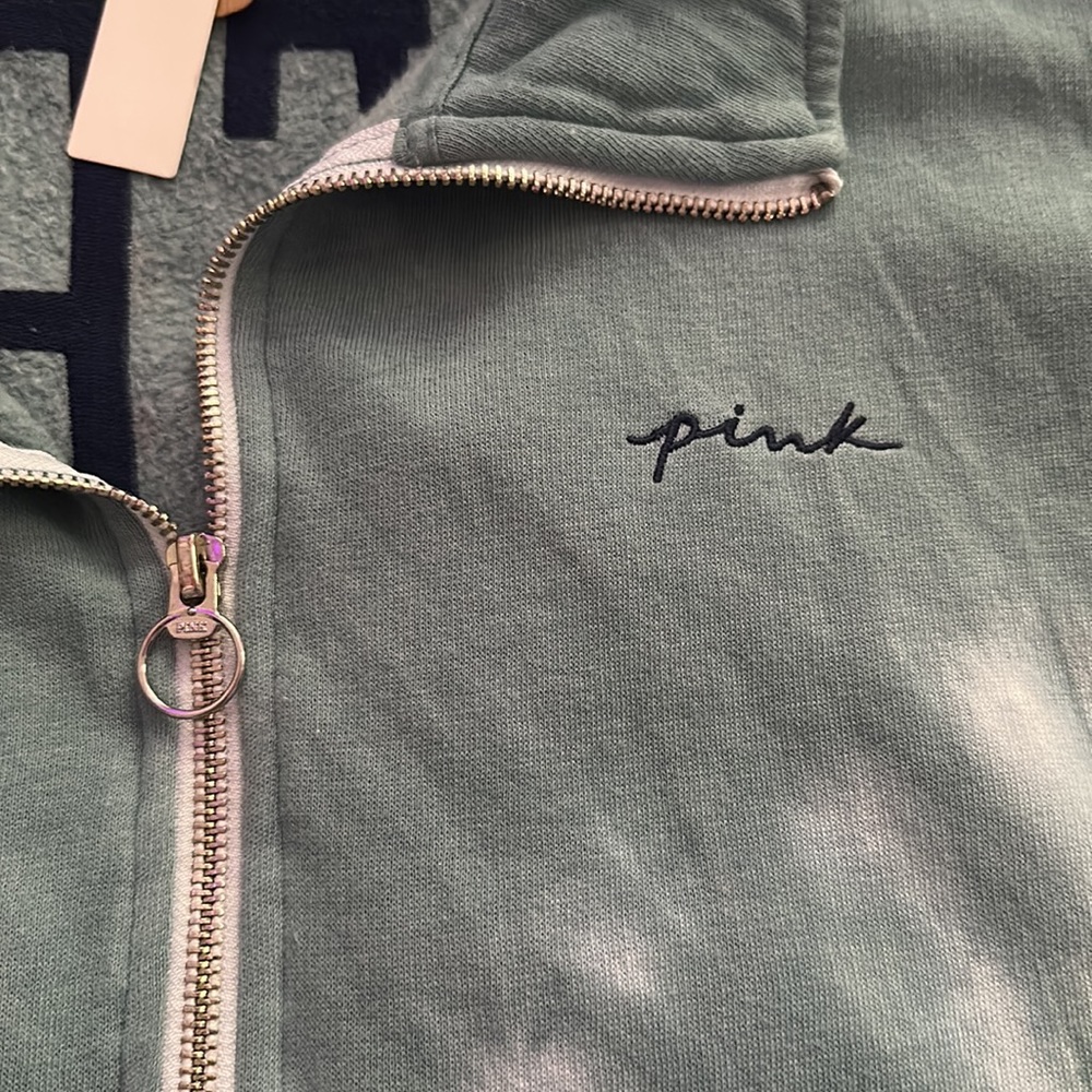 NWT Victoria's Secret PINK Varsity Oversized Half Zip Sweatshirt - Picture 9 of 14